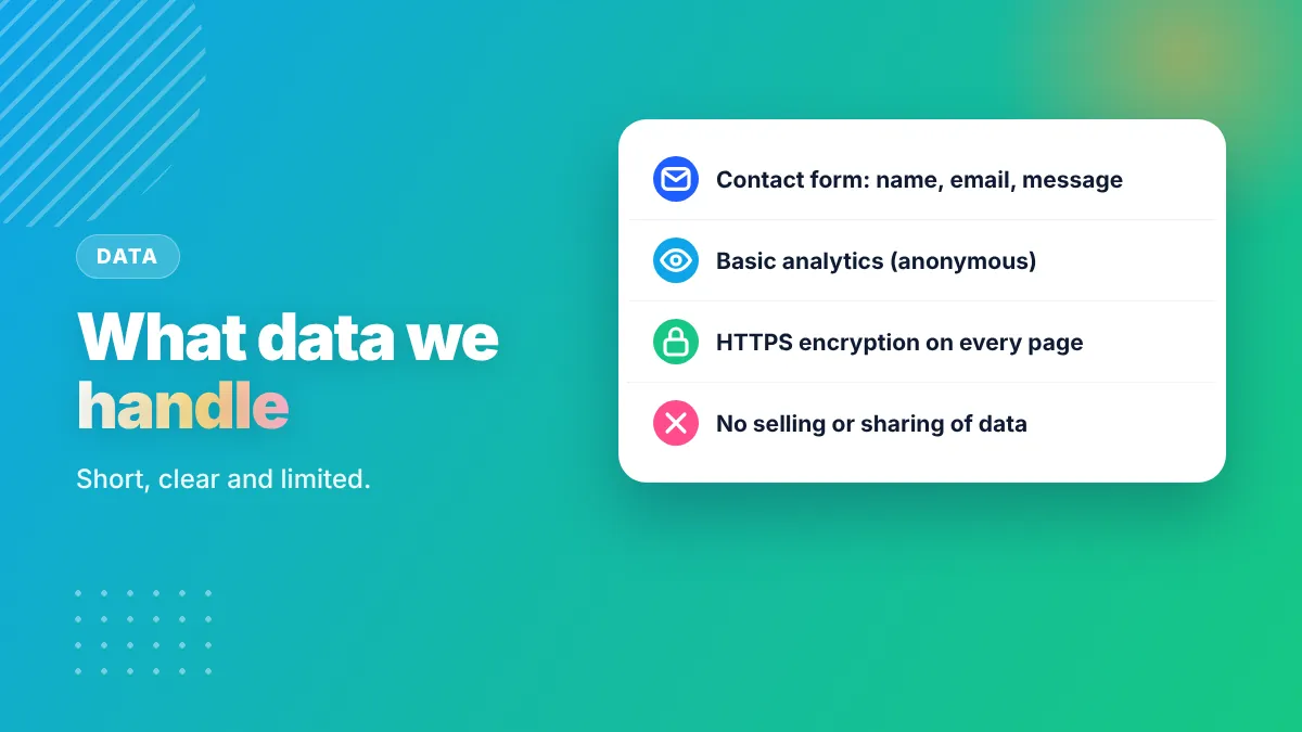 Data handled by Gtaa6Apk: contact form details, anonymous analytics, HTTPS encryption and no selling of data